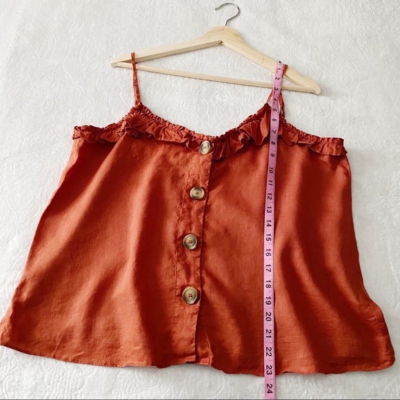 Linen Ruffle Button Down Tank - Picture 5 of 6